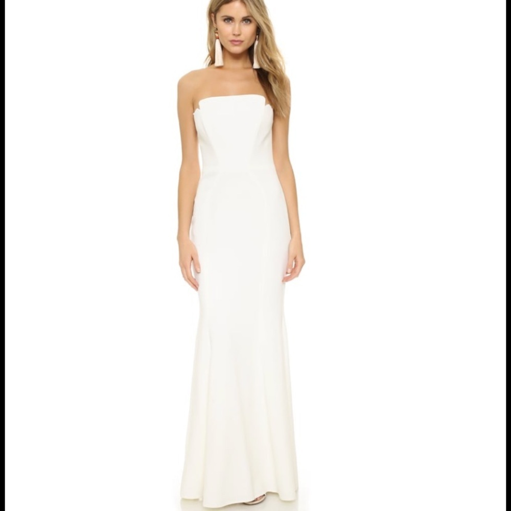 JILL STUART Mermaid White Strapless Minimalist Bandeau wedding Gown Dress‎ sz 4